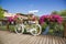 White Bike on wooden bridge with flowers