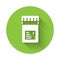 White Biologically active additives icon isolated with long shadow. Green circle button. Vector