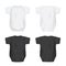 White and black blank baby bodysuit set realistic vector illustration isolated.