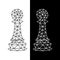 White and black chess pawn figures