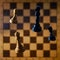 White and black chess pieces falling on the board. Concept of problems of intellectual game, politics and chess