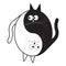 White and black cute funny cartoon cat. Yin Yang sign icon. Feng shui symbol. Isolated Flat design style