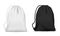 White and black drawstring bag or backpack mockups