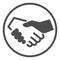 White and black handshake line icon, Black lives matter concept, Business partners greeting sign on white background