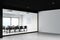 White and black meeting room corner