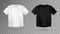 White and black tshirt template. Stylish unisex short sleeved shirt sports and casual wear
