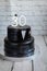 White and black tuxedo wedding or birthday cake