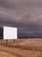 White Blank Billboard Advertising Sign Farm Field Thunder Storm