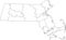 White blank counties map of Massachusetts, USA