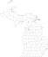 White blank counties map of Michigan, USA