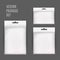 White Blank Plastic Realistic Pocket Bag Set. Hang Slot. Vector Illustration