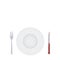 White blank plate with silver fork and knife