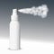 White Blank Sprayer Bottle. Side View With Spray