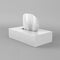 White blank tissue box on grey background for print design and mock up. 3d render illustration template.