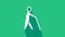 White Blind human holding stick icon isolated on green background. Disabled human with blindness. 4K Video motion