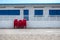 White and blue building on the beach