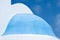 White and blue Christian church dome against blue cloudy sky, Minimal Aesthetic