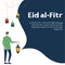 White and Blue Eid al-Firt Holiday Greeting Card Instagram Post