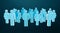 White and blue group of people icon 3D rendering