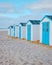 white blue house on the beach Texel Netherlands, beach hut on the Dutch Island of Texel