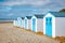 white blue house on the beach Texel Netherlands, beach hut on the Dutch Island of Texel