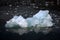 White and blue ice, small icebergs floating in Svalbard