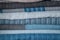 White and blue pattern cotton fabric texture on shelf in natural fabric shop