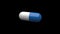 White-Blue pills isolated rotating. Seamless looping. Alpha channel / Luma matte.