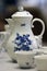White blue porcelain coffee pot stillife Meissen
