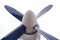 White-blue propeller aircraft isolated