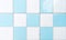 White and Blue Restroom Tile Wall with Chess Pattern