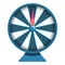 White blue wheel fortune icon, cartoon style