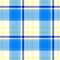 White blue yellow color check diamond tartan plaid fabric seamless pattern texture background