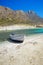 The white boat on the bank of Balos lagoon