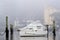 White boat with bird netting, Launceston, Tasmania