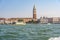 White boat come to Venice Italy in the summer day