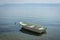 White boat in Lake Ohrid, North Macedonia