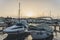 White boats harbored in a dock on the island of Rab, Croatia