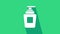 White Bottle of shampoo icon isolated on green background. 4K Video motion graphic animation