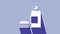 White Bottle of shampoo icon isolated on purple background. 4K Video motion graphic animation