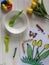 A white bowl with artwork against white background