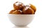 White bowl Dutch oliebollen