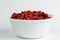 White bowl filled with dried red wolfberries