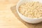 White bowl. Oatmeal porridge. Healthy food. Light background