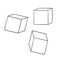 White box mockup. Blank packaging boxes, cube perspective view and product package mockups with doodle line art vector