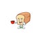 White bread with drinking in cup cartoon character shape.
