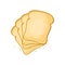 White bread, Set of 4 slices toast bread, vector illustration isolated on a white background.