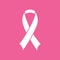 white breast cancer awareness ribbon isolated on a pink backgrou