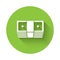 White Bribe money cash icon isolated with long shadow. Money banknotes stacks. Bill currency. Green circle button