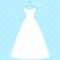 White bridal dress on hanger, fashion illustration